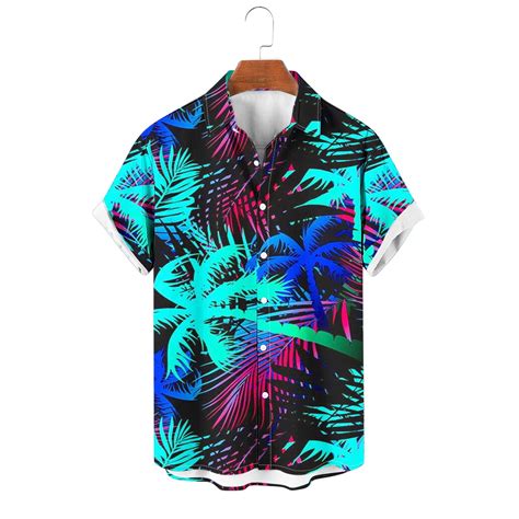 Waenqinla Mens Hawaiian Shirt Summer Tropical Palm Tree Print Beach