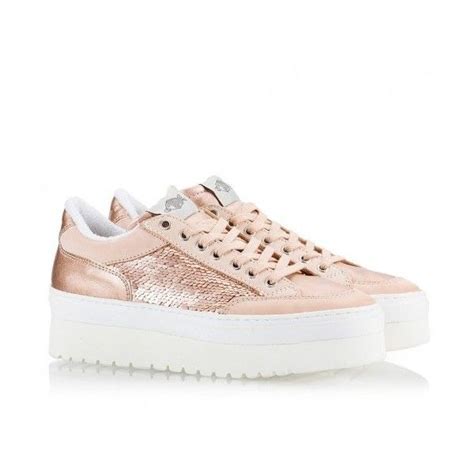 Soya Fish LEPISMA Nude Leather Sequin Embellished Flatform Sneakers Nude Leather Shoes Nude