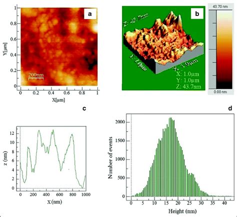 a Two-dimensional AFM image b Three-dimensional AFM image, with a scan ...