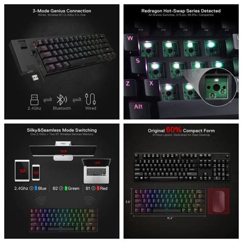 Redragon Draconic K530 Pro 60 Wireless RGB Gaming Mechanical Keyboard