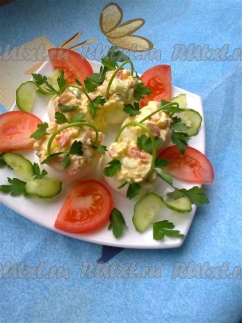 Лукошки из яиц с начинкой из овощного салата: 9 фото в рецепте