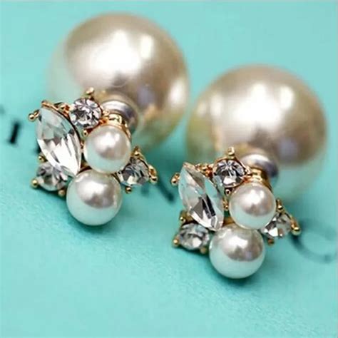 KUNIU Trendy Fashion Hot Selling Earring Double Sided Shining Pearl ...