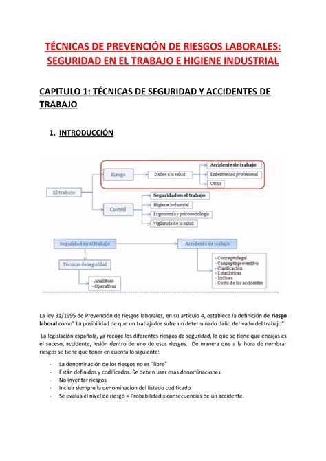 Apuntes Tema T Cnicas De Prevenci N De Riesgos Laborales Seguridad