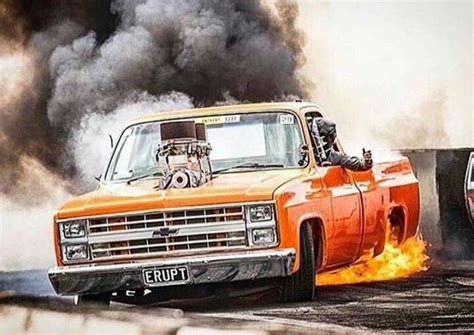 Orange Squarebody Erupt Flaming Burnout C Chevy Truck C Trucks