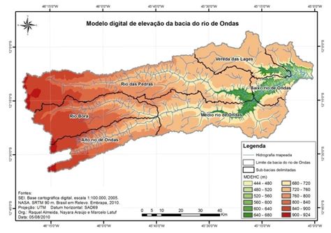 Modelo Digital De Eleva O Da Bacia Do Rio De Ondas Percebe Se Que O