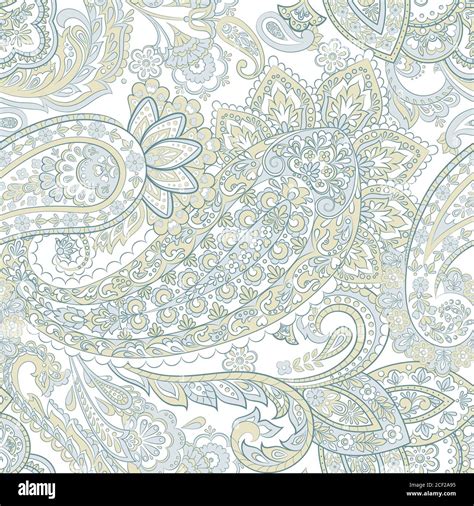 Vintage Pattern With Indian Batik Style Paisley Floral Vector Background Stock Vector Image