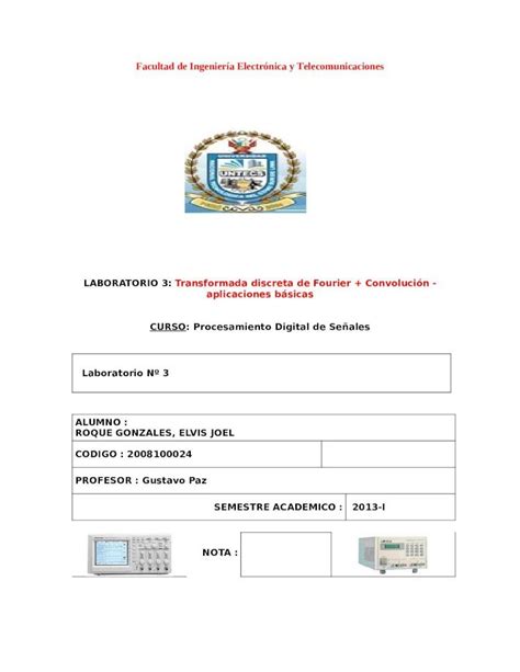 Docx Transformada Discreta De Fourier Convolucion Aplicaciones