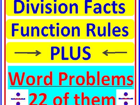 Function Rules With Division Facts Plus Word Problems Both Items