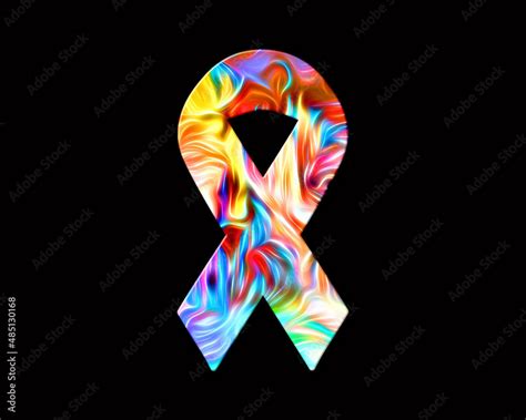 Cancer Awareness Ribbon Symbol Fire Flames Icon Logo Burning Glow Illustration Stock