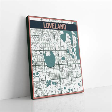 Loveland Colorado City Street Map Hanging Canvas Map of - Etsy