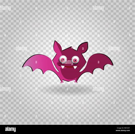 Vector illustration of cute funny purple smiling bat cartoon character ...