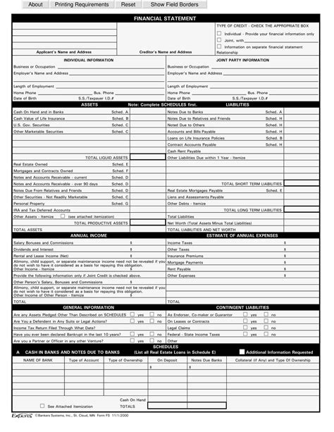 Free Printable Personal Financial Statement Templates Pdf Word Excel