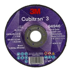 3M Cubitron 3 Cut And Grind Wheel T27 125mm X 4 2mm X 22 23mm Pack Of