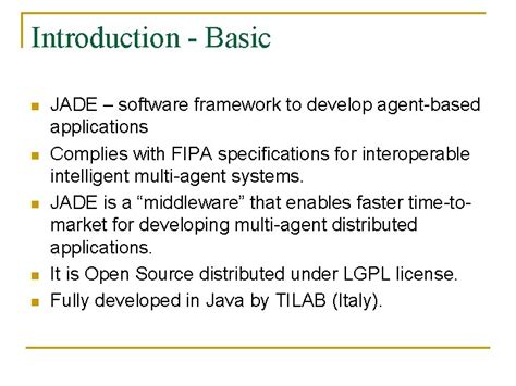 Jade Java Agent Development Framework An Overview Introduction