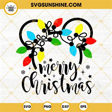 Mickey Merry Christmas SVG Mickey Christmas Lights SVG PNG DXF EPS