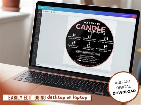 Candle Warning Label Template Printable Editable Warning | Etsy