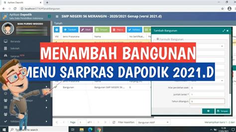 CARA MENAMBAH SARPRAS BANGUNAN BARU DI DAPODIK 2021 D YouTube