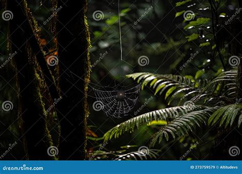 Spider Weaving Its Web in Dark Rainforest Stock Illustration - Illustration of arachnid ...