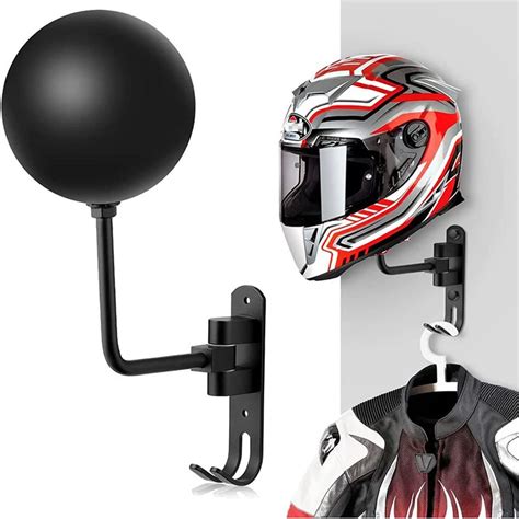 Motorcycle Helmet Rack Wall Mounted 180 Degree Rotation Helmet Hanger Display Holder With Double