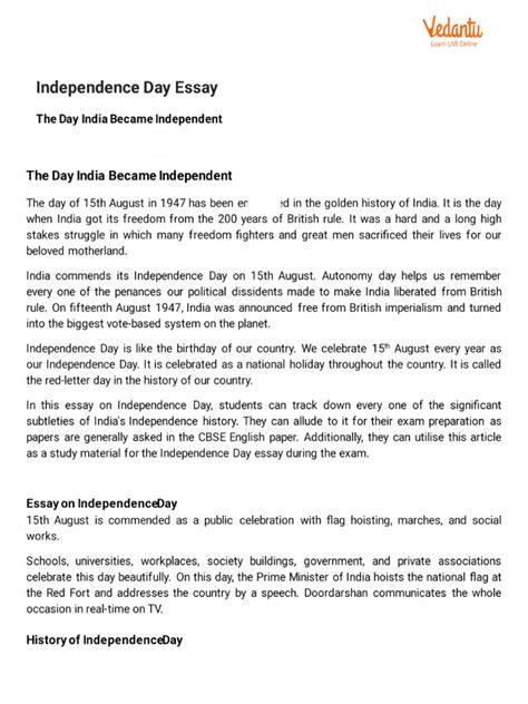 Independence Day Essay (1) - 1 | PDF