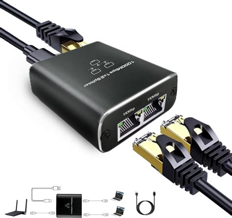 Gigabit Ethernet Splitter 1000mbps Ethernet Splitter 1 To 2 High Speed 2 Devices