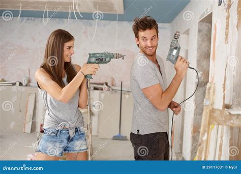 Happy Couple Having Fun At Renovation Stock Image Image Of Enjoy Couple 29117031