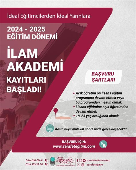 2024 2025 İlam Akademi Kayıtlarımız Başladı Zarafet Eğitim