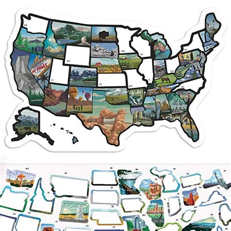 Amazon RV State Sticker Travel Map 11 X 17 USA States