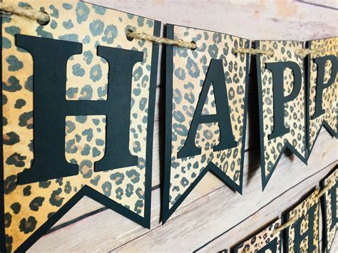 Leopard Happy Birthday Banner Leopard Birthday Banner Etsy