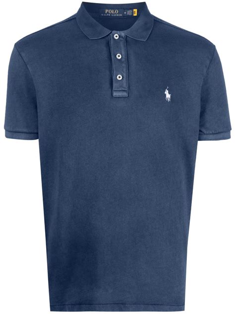 Polo Ralph Lauren Embroidered Logo Polo Shirt Blue Farfetch