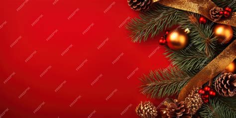 Premium Photo | Red background christmas frame