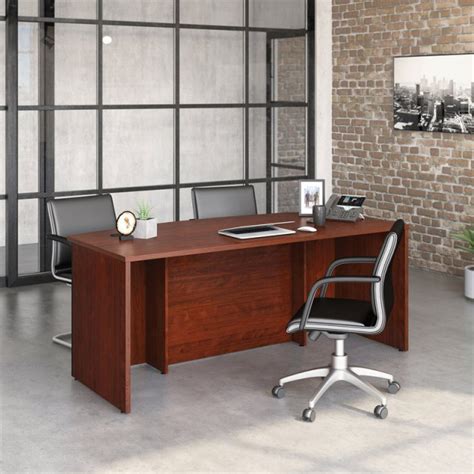 Sauder Affirm X Bowfront Executive Desk In Classic Cherry