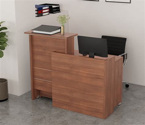 Buy Nova Reception Table In Walnut Rigato Finish At 12 Off Online