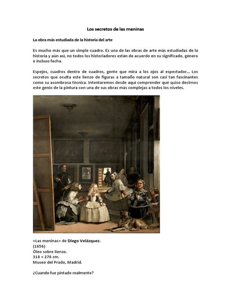 Los Secretos De Las Meninas Lectura Pdf