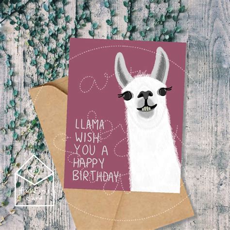 Digital Download Llama Birthday Card Llama Wish You A Happy Birthday