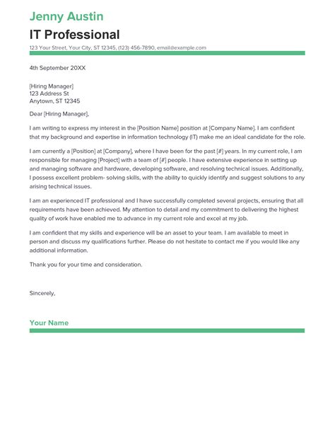 Best IT Professional Cover Letter Example For 2023