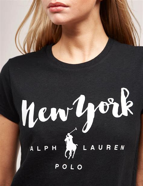 Polo Ralph Lauren Cotton Womens New York Short Sleeve T Shirt Black