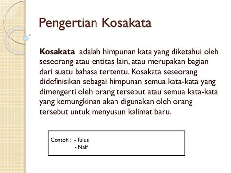 Apa Maksud Kosa Kata