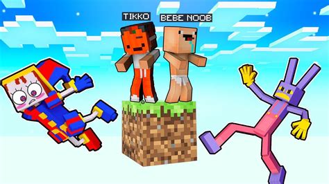 ATRAPADO En 1 BLOQUE CON JAX Y PONMI En MINECRAFT TIKKO Y BEBE NOOB