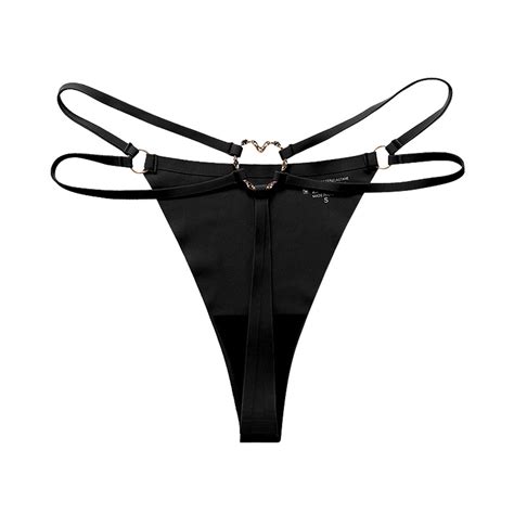 Sendkeel Women S Seamless Thong Metal Ring Sexy Cotton Crotch