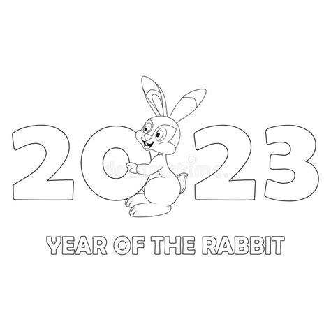 Colorless Cartoon Rabbit Holding Number Black And White Template Page