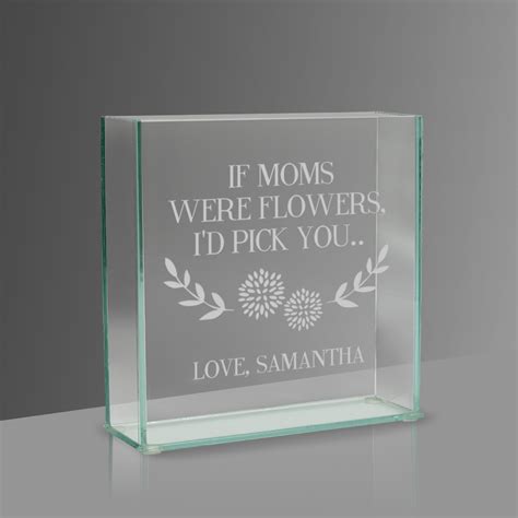 If Moms Were Flowers Personalized Square Glass Vase