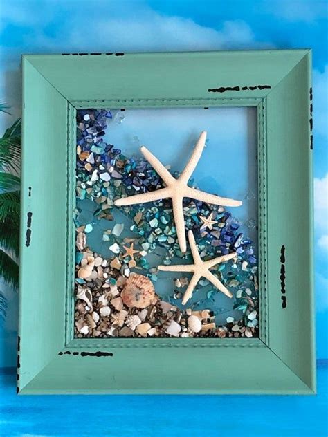 14x12" Sea Glass Window Art/Beach Glass Window Art/Beachscape/Beach ...