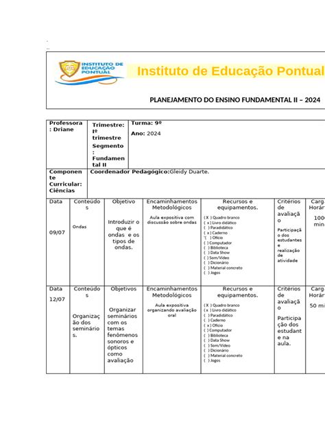 Pdf Livro De Ciências 9 Ano 2024 - Planejamento de Ciências 9º Ano 2024 | PDF | Livro didático | Lição