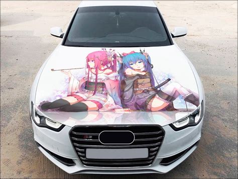 Anime Girl Car Hood Wrap Full Color Vinyl Decal Vocaloid Sticker 3 ...