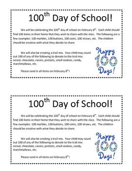 100th Day of School Letter by Kindergarten Smarties | TPT