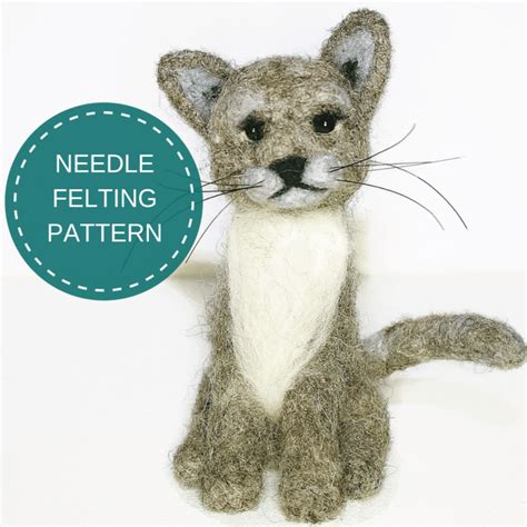 Cat needle felting pattern for confident beginners. Instant download. | Lincolnshire Fenn Crafts