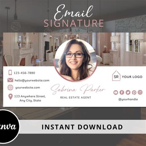 Diy Email Signature Template For Real Estate Agents Email Etsy