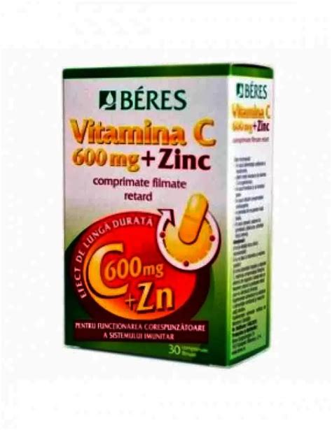 Vitamina C 600mg Zinc 60 Comprimate Beres Pret Avantajos Minifarm