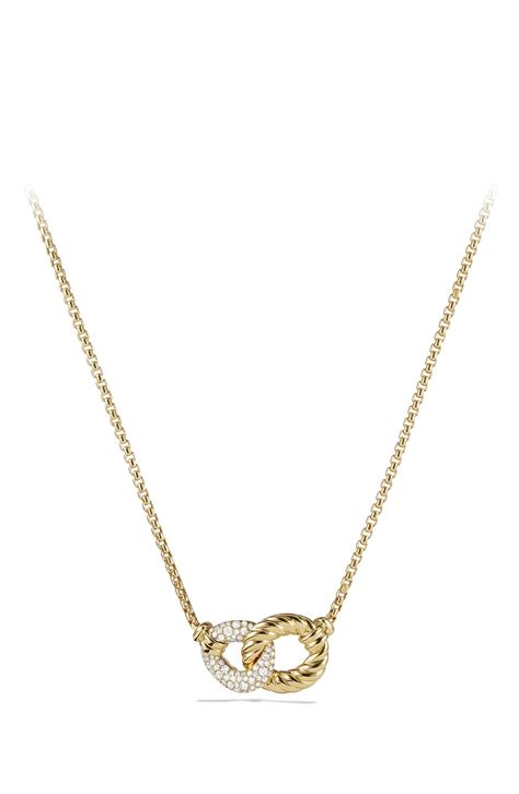 David Yurman Belmont Double Link Necklace With Diamonds In 18k Gold